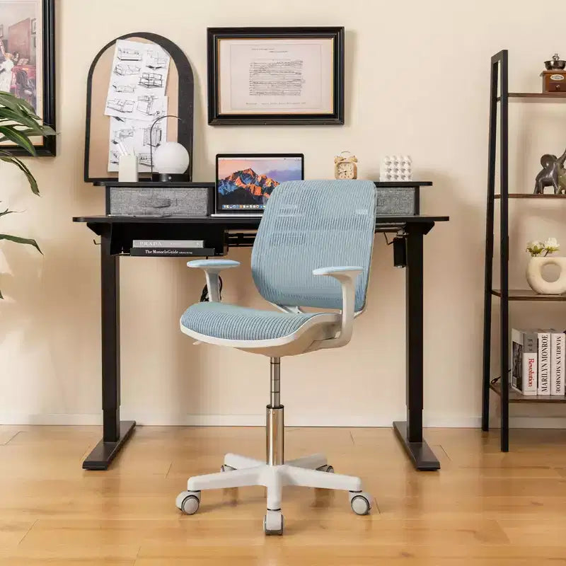 Costway Sedia da scrivania girevole per bambini in rete, sedia da computer per bambini con altezza regolabile, blu/rosa/viola
