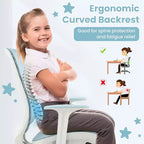 Costway Sedia da scrivania girevole per bambini in rete, sedia da computer per bambini con altezza regolabile, blu/rosa/viola