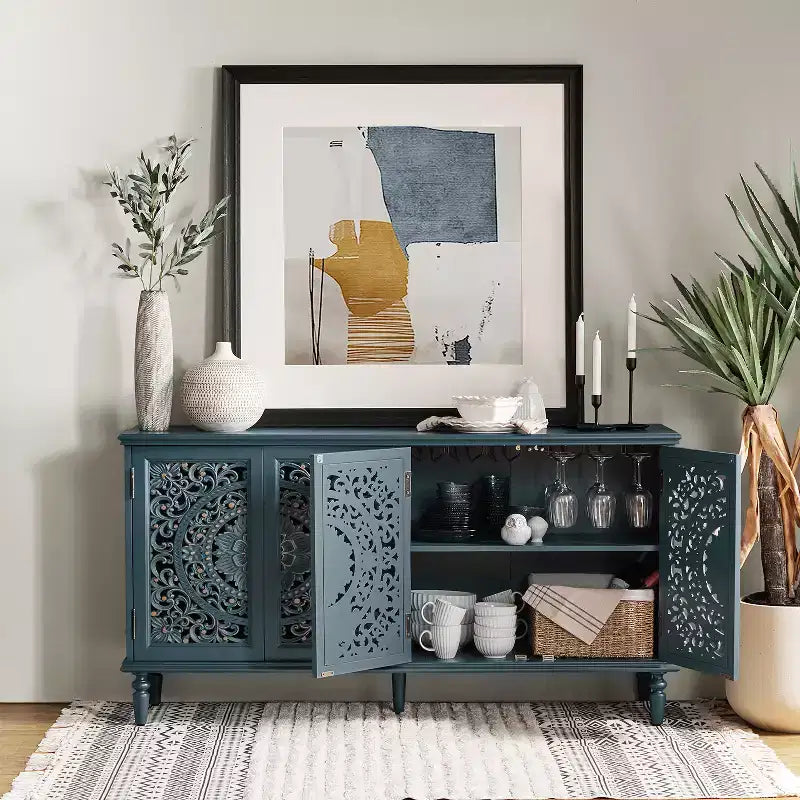 Emathides 63Wide Mobile con piedini in legno massello e illuminazione |KARAT HOME