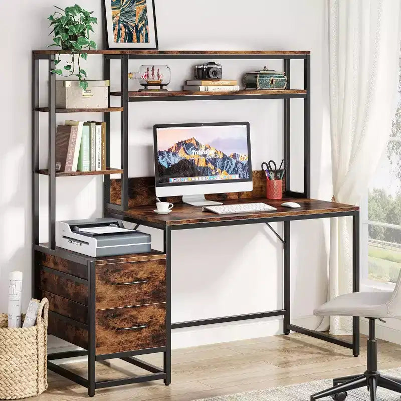 Scrivania per computer Lantine da 55 pollici con 2 cassetti
