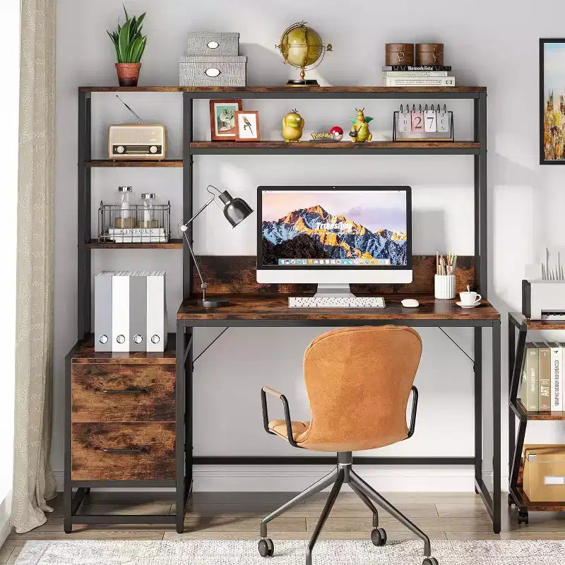 Scrivania per computer Lantine da 55 pollici con 2 cassetti