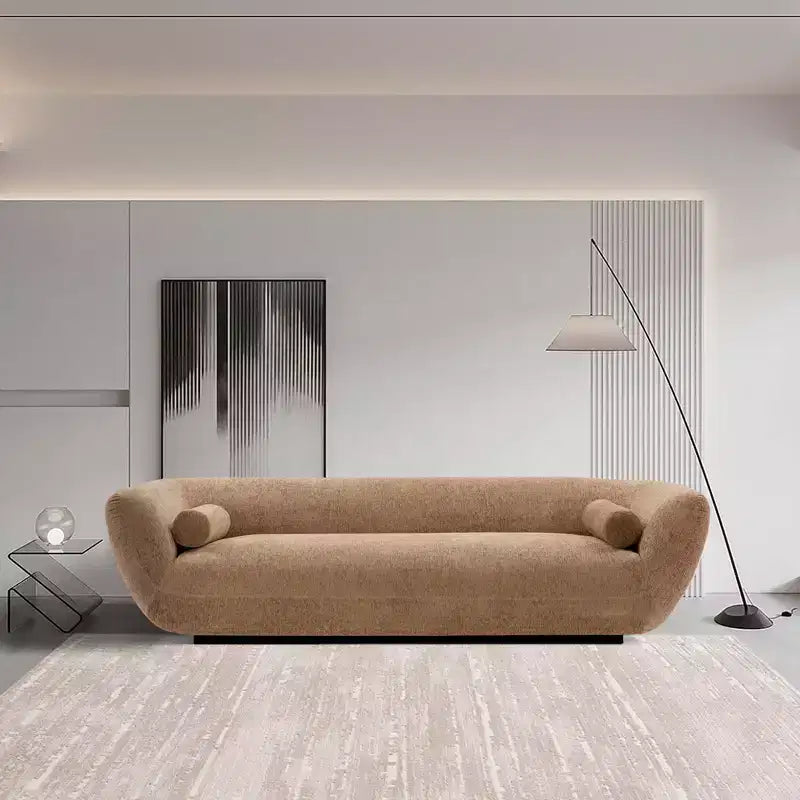 96.46 Ulka Divano contemporaneo imbottito in bouclé con cuscini - Manhattan Comfort