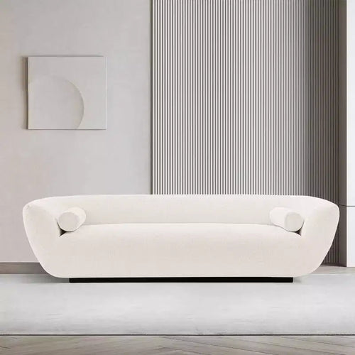 96.46 Ulka Divano contemporaneo imbottito in bouclé con cuscini - Manhattan Comfort