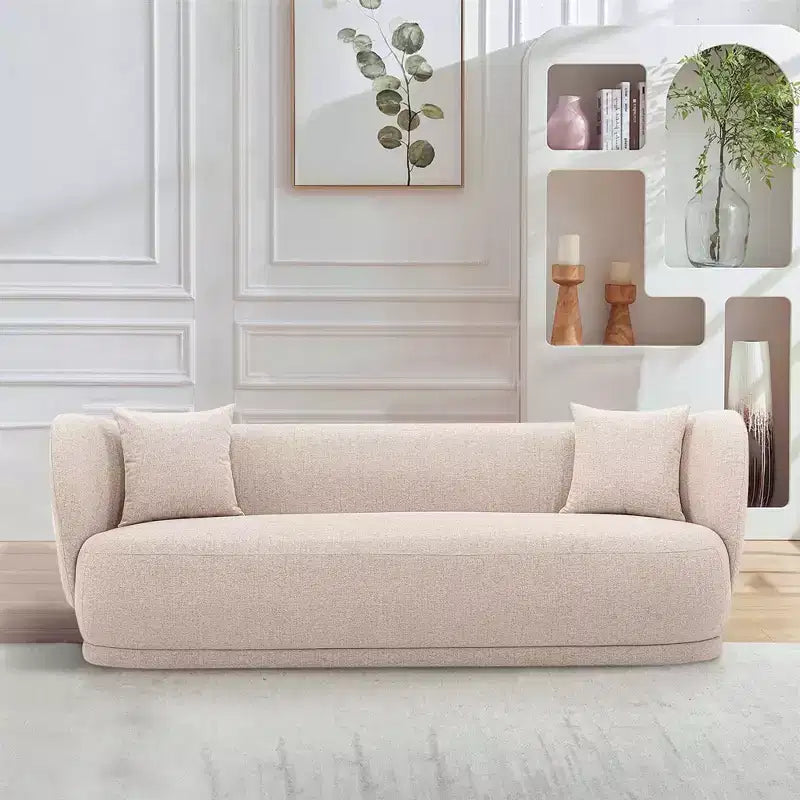 Divano Siri contemporaneo imbottito in lino con cuscini - Manhattan Comfort
