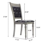 LuxenHome Set di 2 sedie da pranzo grigie in legno di Hevea e imbottite nere