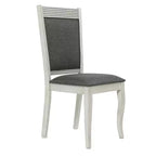 LuxenHome Set di 2 sedie da pranzo imbottite grigie e in legno di gomma bianco anticato