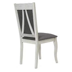 LuxenHome Set di 2 sedie da pranzo imbottite grigie e in legno di gomma bianco anticato