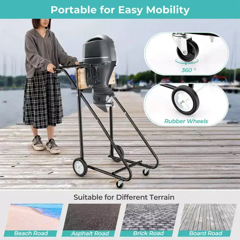 Costway Carrello Motore Fuoribordo Pesante con 4 Ruote Lisce