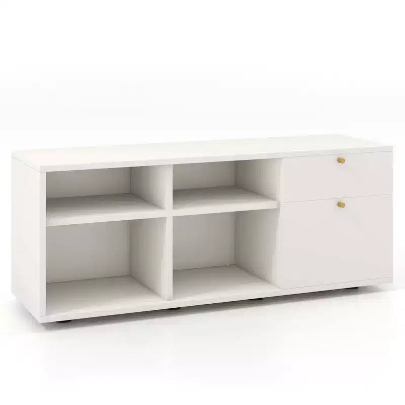 Mobile Contenitore Costway con 2 Cassetti 4 Cubi Piedini Regolabili Vetrina da Terra Bianco