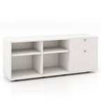 Mobile Contenitore Costway con 2 Cassetti 4 Cubi Piedini Regolabili Vetrina da Terra Bianco