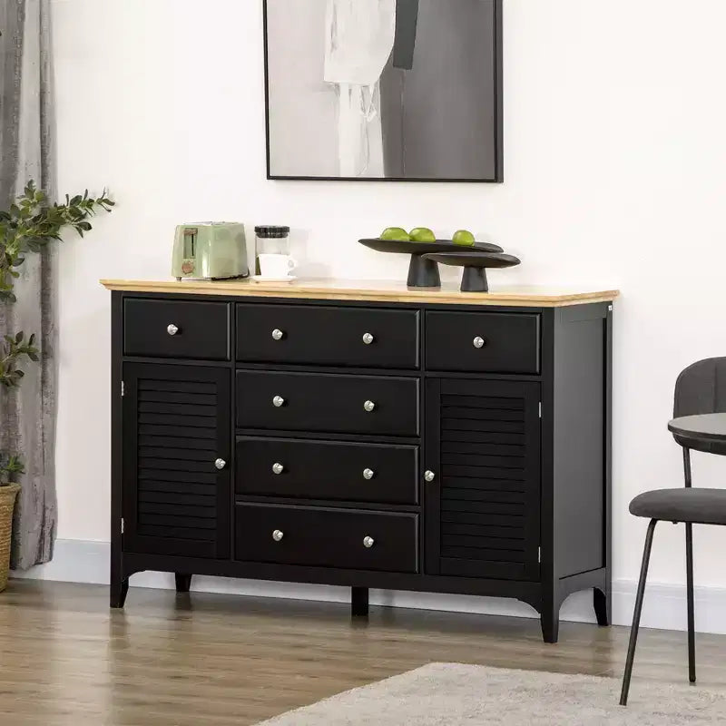 HOMCOM Credenza Moderna con Cassetti, Mobile Buffet con Ante e Ripiani Regolabili, per Sala da Pranzo, Cucina