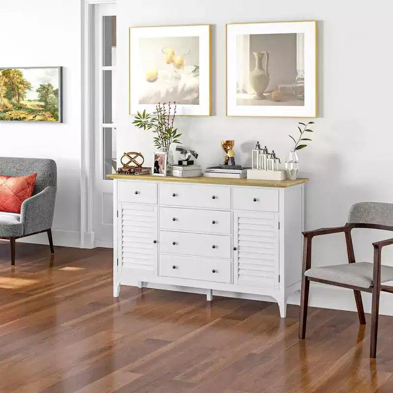 HOMCOM Credenza Moderna con Cassetti, Mobile Buffet con Ante e Ripiani Regolabili, per Sala da Pranzo, Cucina