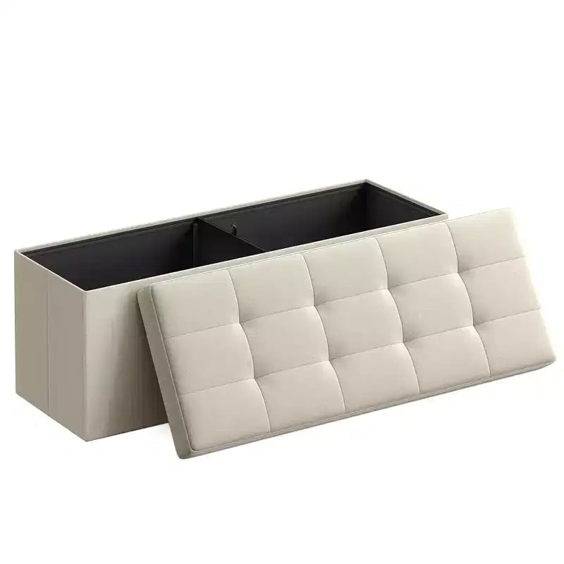 SONGMICS Panchina Pouf Contenitore Pouf Contenitore Poggiapiedi Contiene Fino a 300 kg per Camera da Letto Soggiorno