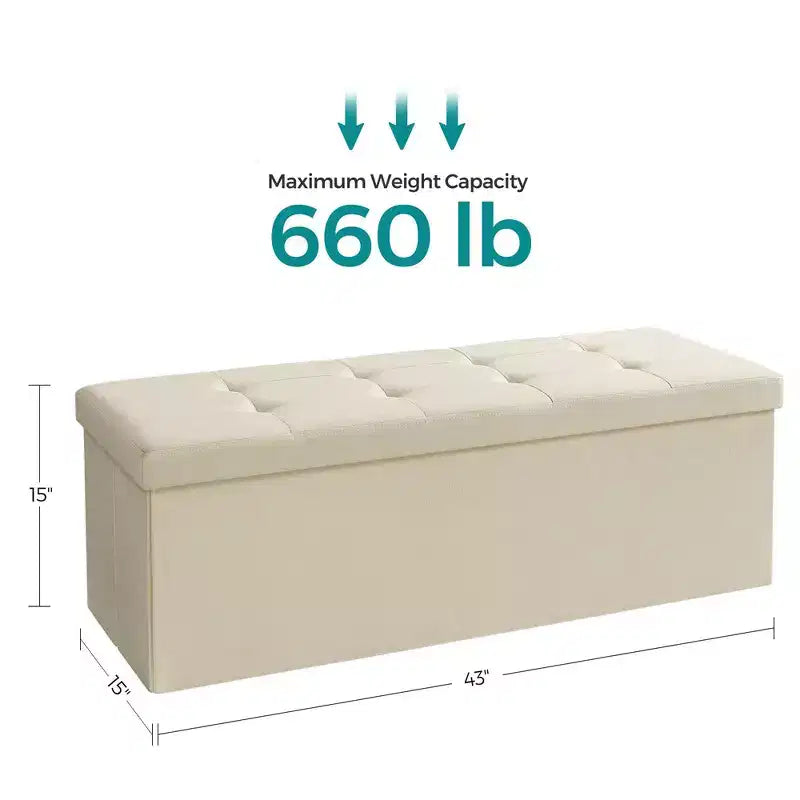 SONGMICS Panchina Pouf Contenitore Pouf Contenitore Poggiapiedi Contiene Fino a 300 kg per Camera da Letto Soggiorno