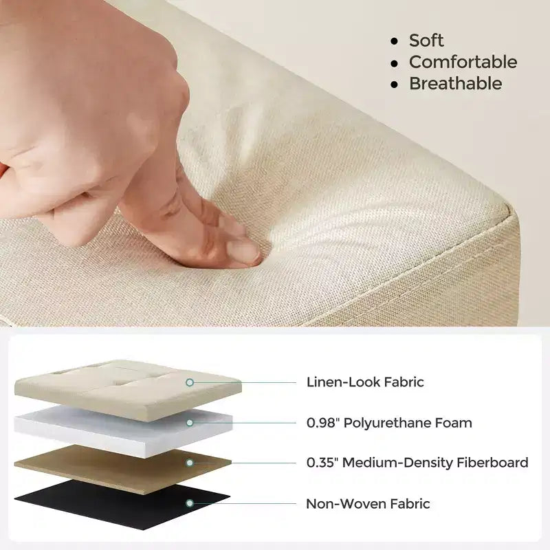 SONGMICS Panchina Pouf Contenitore Pouf Contenitore Poggiapiedi Contiene Fino a 300 kg per Camera da Letto Soggiorno