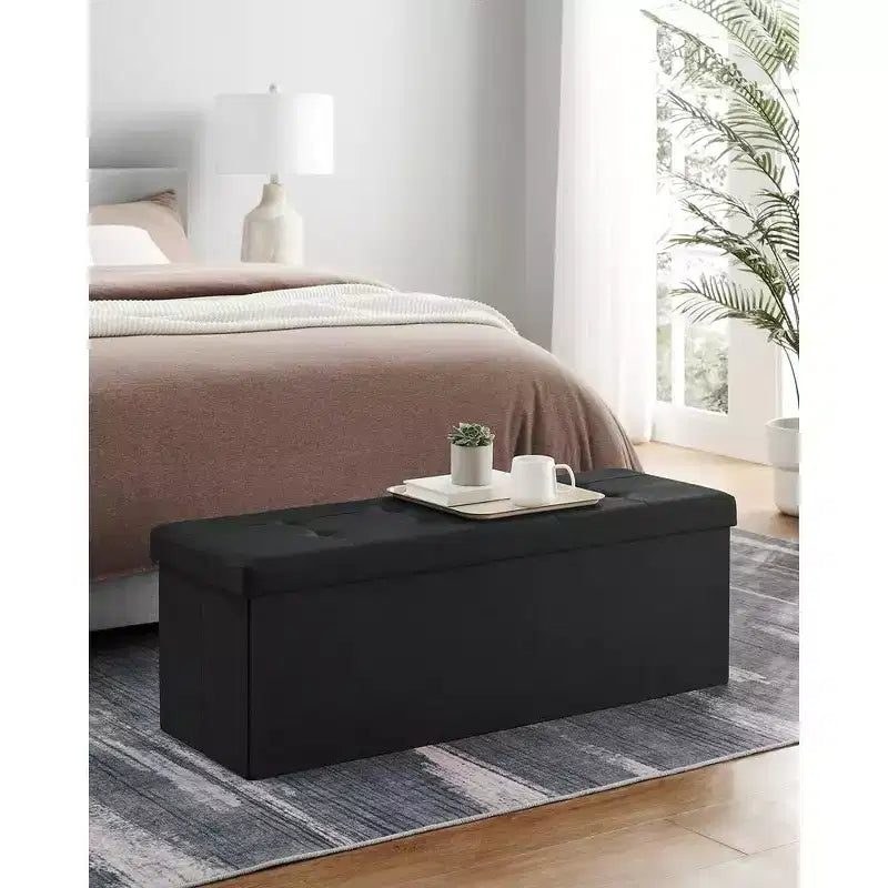 SONGMICS Panchina Pouf Contenitore Pouf Contenitore Poggiapiedi Contiene Fino a 300 kg per Camera da Letto Soggiorno