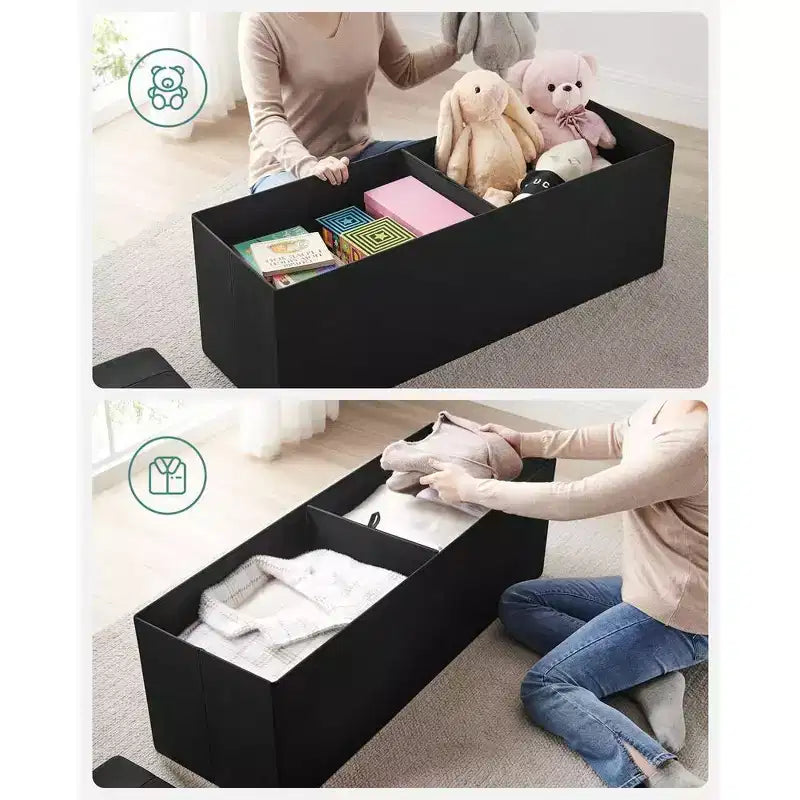SONGMICS Panchina Pouf Contenitore Pouf Contenitore Poggiapiedi Contiene Fino a 300 kg per Camera da Letto Soggiorno