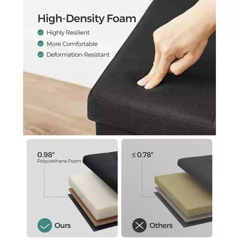 SONGMICS Panchina Pouf Contenitore Pouf Contenitore Poggiapiedi Contiene Fino a 300 kg per Camera da Letto Soggiorno