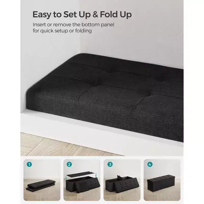 SONGMICS Panchina Pouf Contenitore Pouf Contenitore Poggiapiedi Contiene Fino a 300 kg per Camera da Letto Soggiorno
