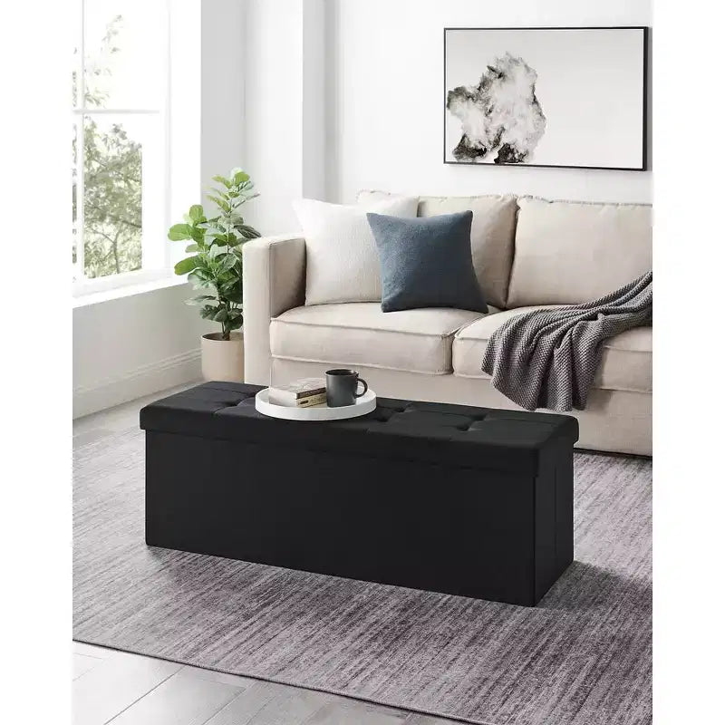 SONGMICS Panchina Pouf Contenitore Pouf Contenitore Poggiapiedi Contiene Fino a 300 kg per Camera da Letto Soggiorno