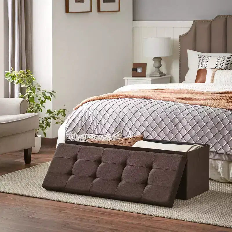 SONGMICS Panchina Pouf Contenitore Pouf Contenitore Poggiapiedi Contiene Fino a 300 kg per Camera da Letto Soggiorno