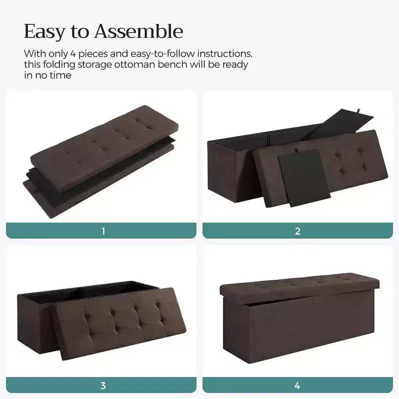 SONGMICS Panchina Pouf Contenitore Pouf Contenitore Poggiapiedi Contiene Fino a 300 kg per Camera da Letto Soggiorno