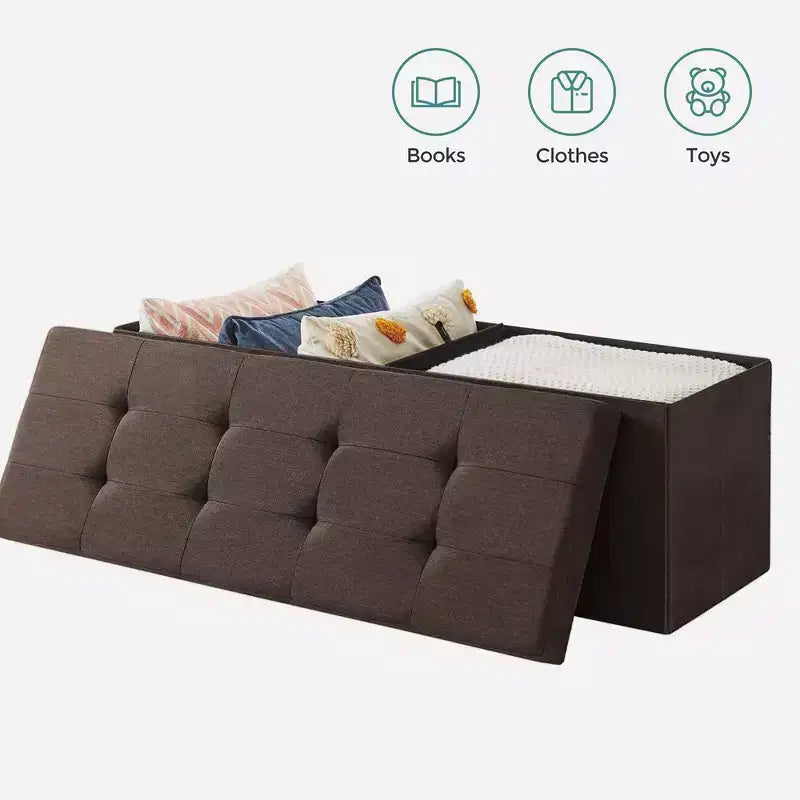 SONGMICS Panchina Pouf Contenitore Pouf Contenitore Poggiapiedi Contiene Fino a 300 kg per Camera da Letto Soggiorno