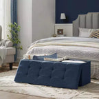 SONGMICS Panchina Pouf Contenitore Pouf Contenitore Poggiapiedi Contiene Fino a 300 kg per Camera da Letto Soggiorno