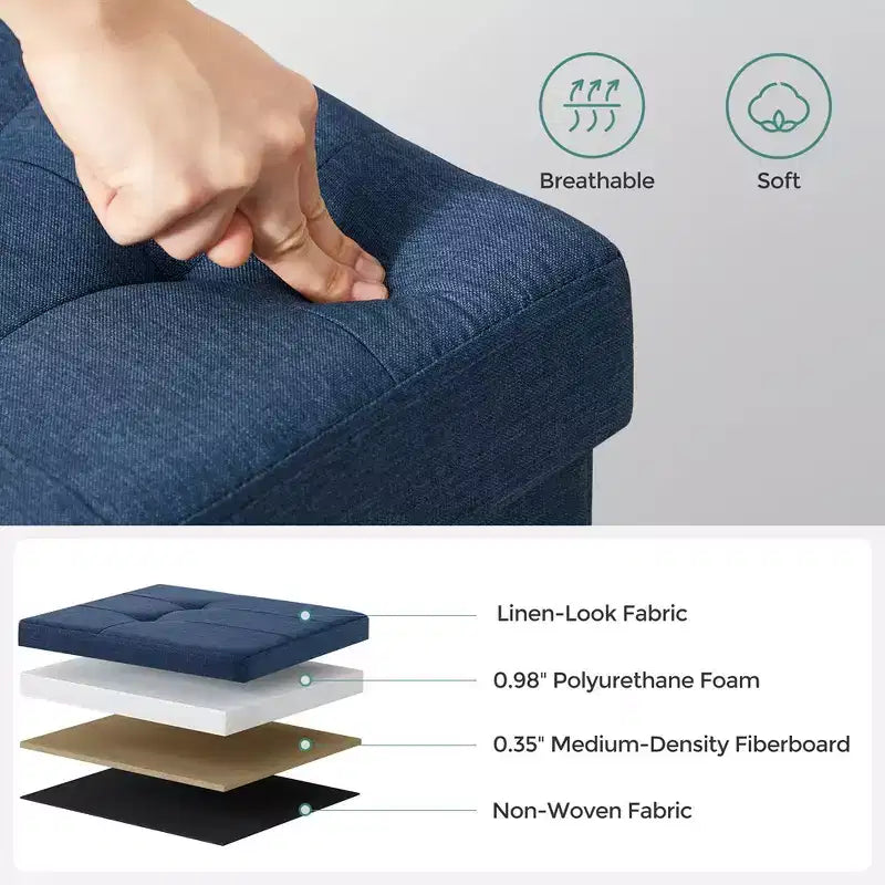 SONGMICS Panchina Pouf Contenitore Pouf Contenitore Poggiapiedi Contiene Fino a 300 kg per Camera da Letto Soggiorno