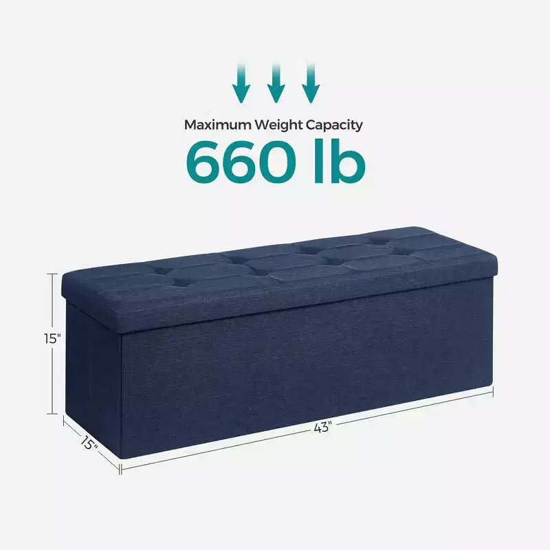 SONGMICS Panchina Pouf Contenitore Pouf Contenitore Poggiapiedi Contiene Fino a 300 kg per Camera da Letto Soggiorno