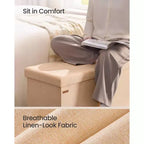 SONGMICS Panchina Pouf Contenitore Pouf Contenitore Poggiapiedi Contiene Fino a 300 kg per Camera da Letto Soggiorno