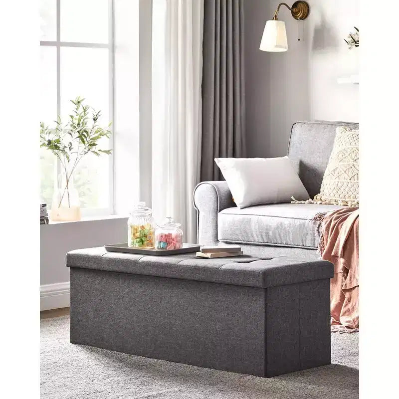 SONGMICS Panchina Pouf Contenitore Pouf Contenitore Poggiapiedi Contiene Fino a 300 kg per Camera da Letto Soggiorno