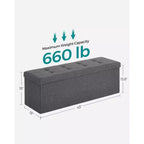 SONGMICS Panchina Pouf Contenitore Pouf Contenitore Poggiapiedi Contiene Fino a 300 kg per Camera da Letto Soggiorno