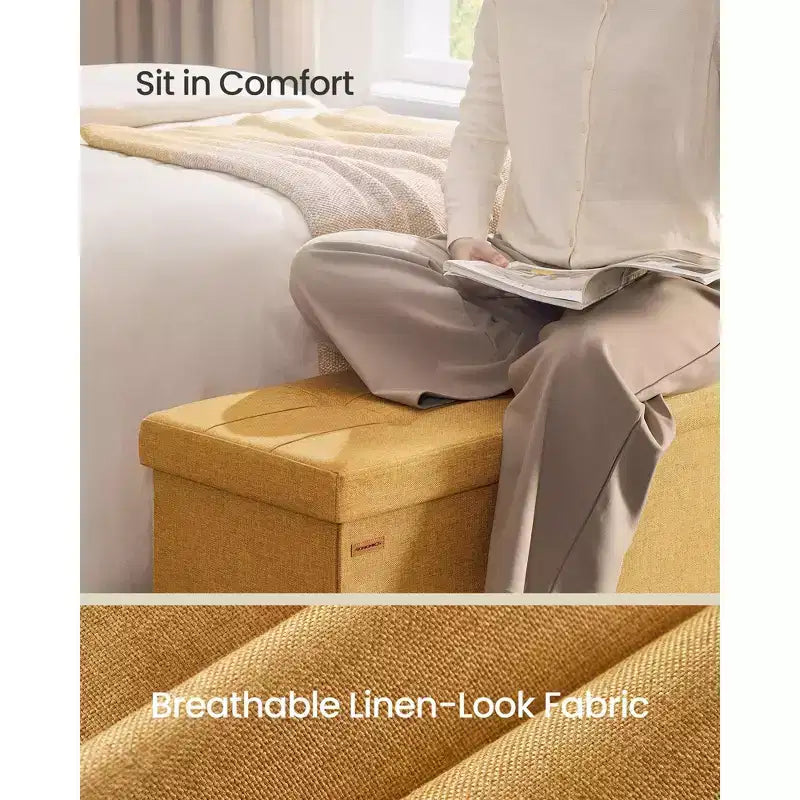 SONGMICS Panchina Pouf Contenitore Pouf Contenitore Poggiapiedi Contiene Fino a 300 kg per Camera da Letto Soggiorno