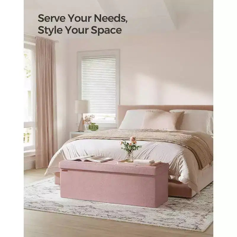 SONGMICS Panchina Pouf Contenitore Pouf Contenitore Poggiapiedi Contiene Fino a 300 kg per Camera da Letto Soggiorno