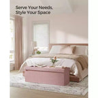 SONGMICS Panchina Pouf Contenitore Pouf Contenitore Poggiapiedi Contiene Fino a 300 kg per Camera da Letto Soggiorno