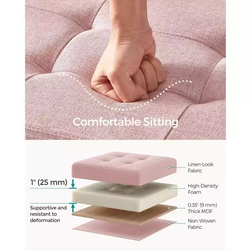 SONGMICS Panchina Pouf Contenitore Pouf Contenitore Poggiapiedi Contiene Fino a 300 kg per Camera da Letto Soggiorno