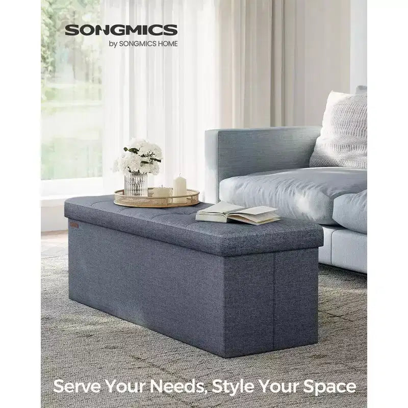 SONGMICS Panchina Pouf Contenitore Pouf Contenitore Poggiapiedi Contiene Fino a 300 kg per Camera da Letto Soggiorno