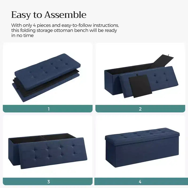 SONGMICS Panchina Pouf Contenitore Pouf Contenitore Poggiapiedi Contiene Fino a 300 kg per Camera da Letto Soggiorno