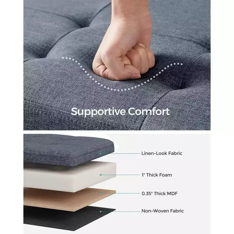 SONGMICS Panchina Pouf Contenitore Pouf Contenitore Poggiapiedi Contiene Fino a 300 kg per Camera da Letto Soggiorno