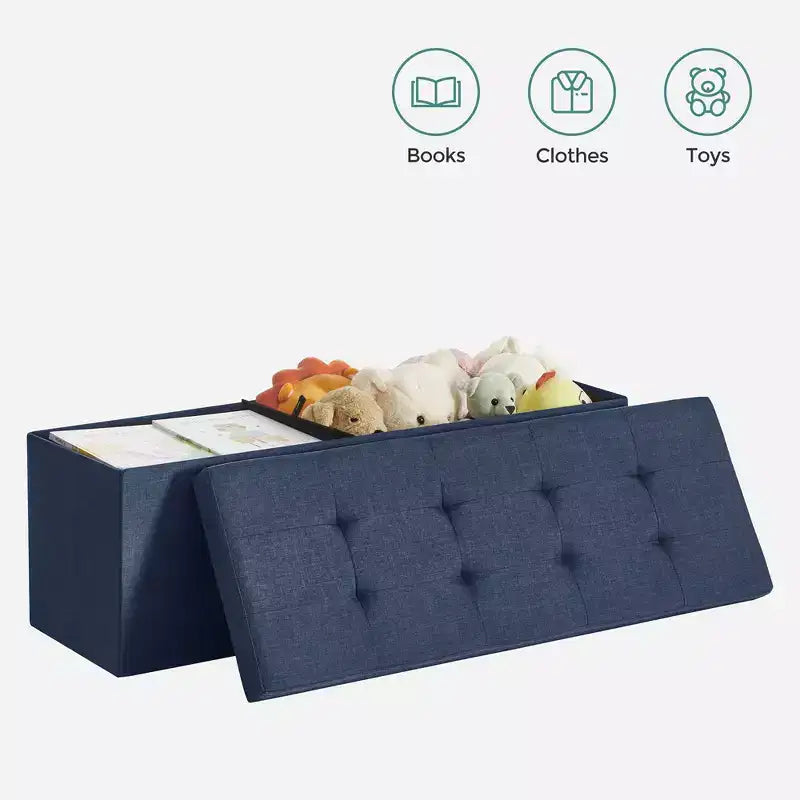 SONGMICS Panchina Pouf Contenitore Pouf Contenitore Poggiapiedi Contiene Fino a 300 kg per Camera da Letto Soggiorno