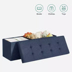 SONGMICS Panchina Pouf Contenitore Pouf Contenitore Poggiapiedi Contiene Fino a 300 kg per Camera da Letto Soggiorno