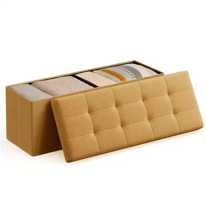 SONGMICS Panchina Pouf Contenitore Pouf Contenitore Poggiapiedi Contiene Fino a 300 kg per Camera da Letto Soggiorno