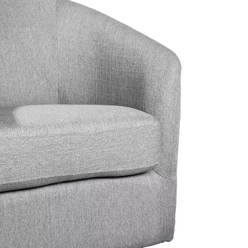 Poltrona a botte imbottita Emma and Oliver in stile Club con base girevole a 360 gradi rivestita in vinile e braccioli inclinati