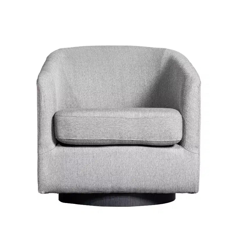 Poltrona a botte imbottita Emma and Oliver in stile Club con base girevole a 360 gradi rivestita in vinile e braccioli inclinati