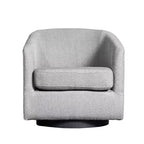Poltrona a botte imbottita Emma and Oliver in stile Club con base girevole a 360 gradi rivestita in vinile e braccioli inclinati
