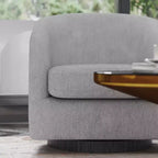 Poltrona a botte imbottita Emma and Oliver in stile Club con base girevole a 360 gradi rivestita in vinile e braccioli inclinati