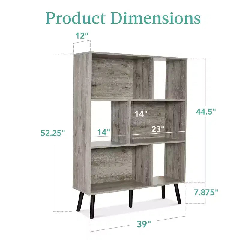 Libreria moderna in legno a 3 ripiani in stile Mid-Century con pannelli posteriori rimovibili e piedini sfalsati in pino di Best Choice Products