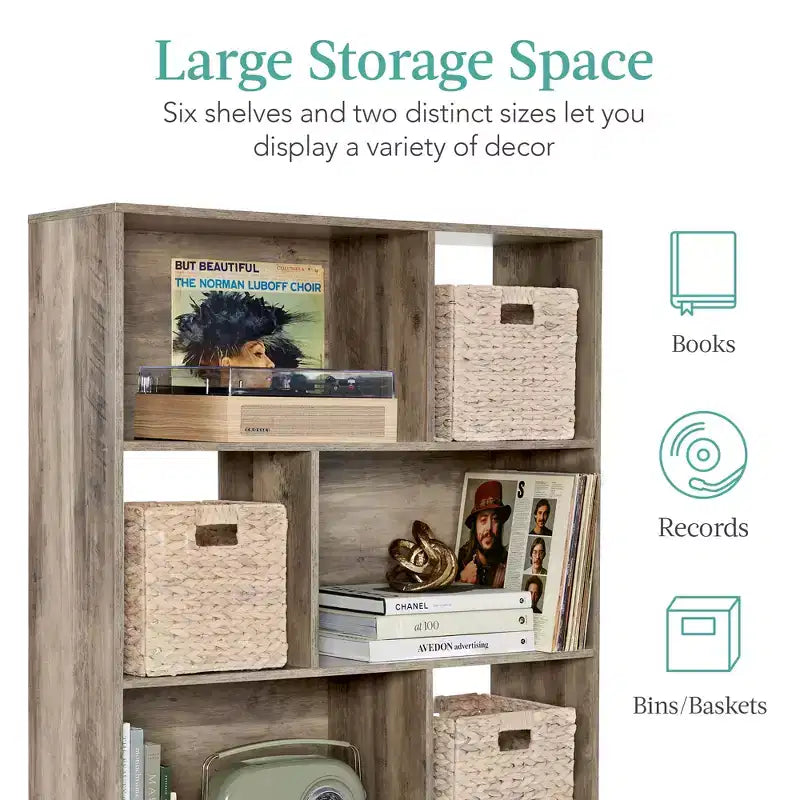 Libreria moderna in legno a 3 ripiani in stile Mid-Century con pannelli posteriori rimovibili e piedini sfalsati in pino di Best Choice Products