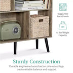 Libreria moderna in legno a 3 ripiani in stile Mid-Century con pannelli posteriori rimovibili e piedini sfalsati in pino di Best Choice Products